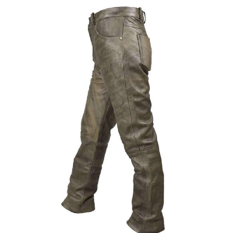 Men's Brown Leather Motorcycle Pants C500-12 - Open Road Leather
