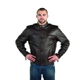 Man's Retro Brown Racer Jacket MJ706-02 - Open Road Leather & Accessories