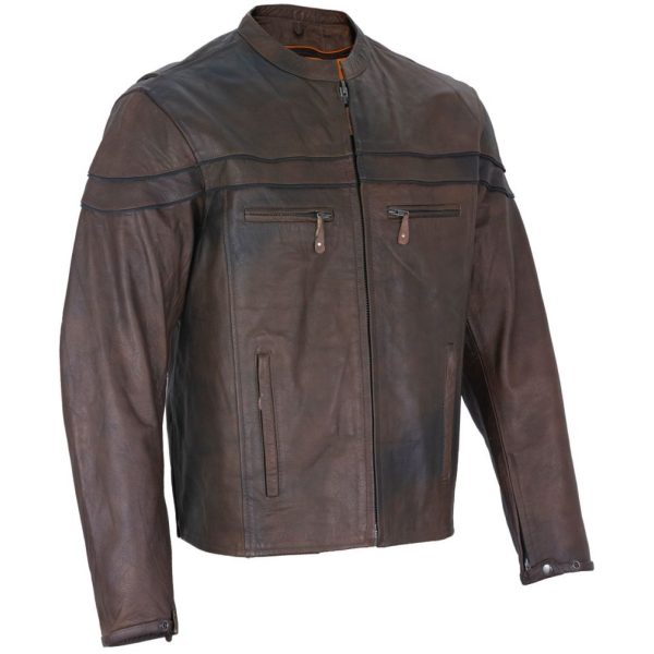 Men's Brown Racer Jacket MJ796-BRN-11 - Open Road Leather & Accessories