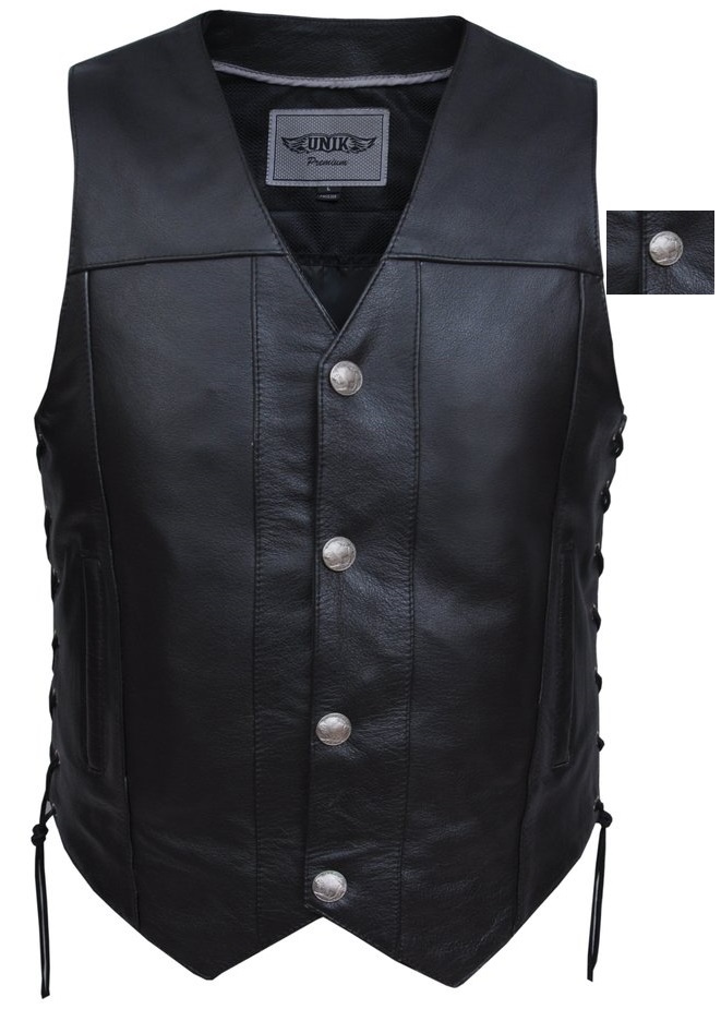 Men's Premium Buffalo Leather Vest w/ CC 2608.2B - Open Road Leather ...