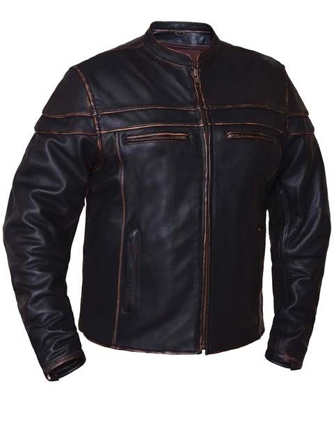 Man's Leather Jacket w/ Reflective Piping 6037.RUB - Open Road Leather ...