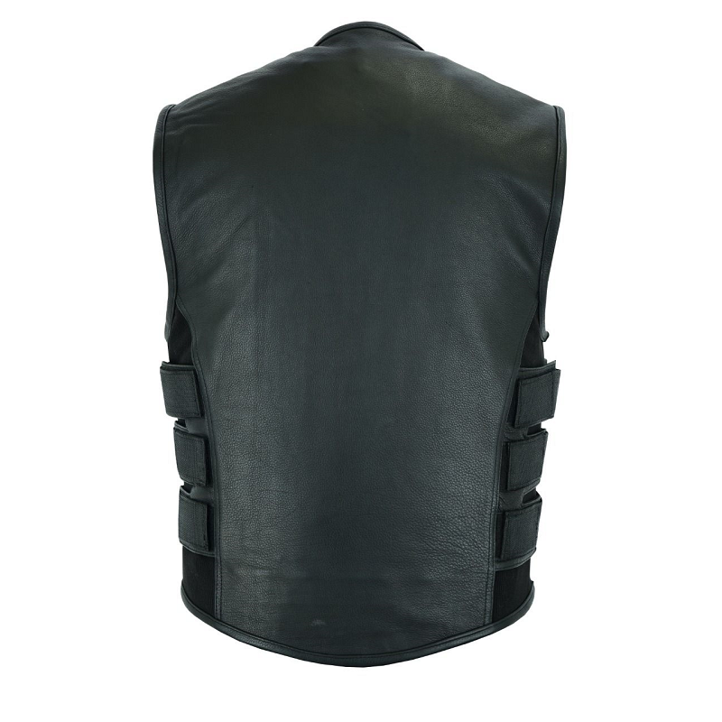 Men's Commando Style Leather Vest With Stretch Sides MR-MV315-11 - Open ...