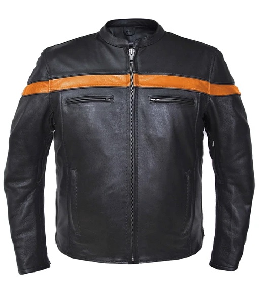 Man's Racer Jacket with Reflective Strip 6037.16 - Open Road Leather ...