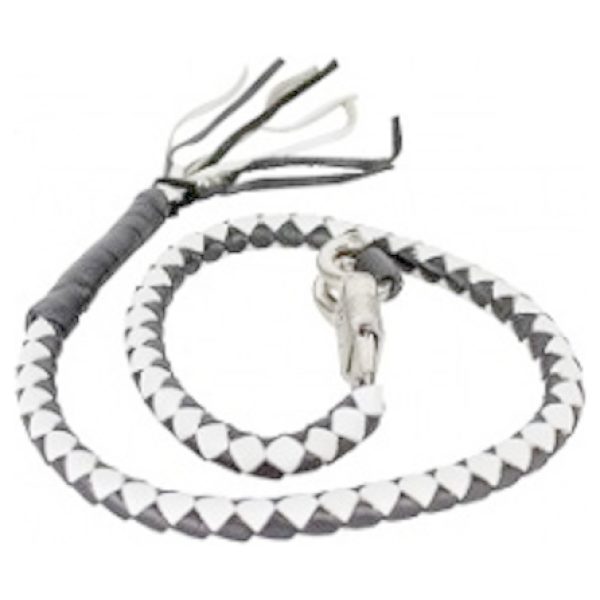 Get Back Whip 36 inch Biker Motorcycle Leather Whip 2" Circum Stainless Steel