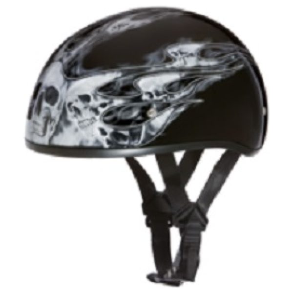 Daytona Helmets D6-WH Skull Cap 'Wild at Heart' Half Face Helmet - Black / X-Small