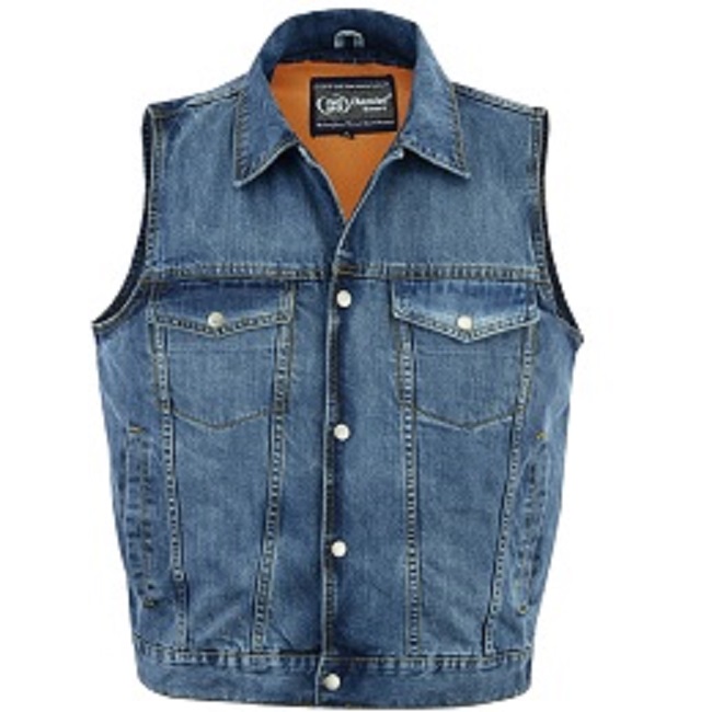 Men's Blue Denim Vest DM979BU - Open Road Leather & Accessories