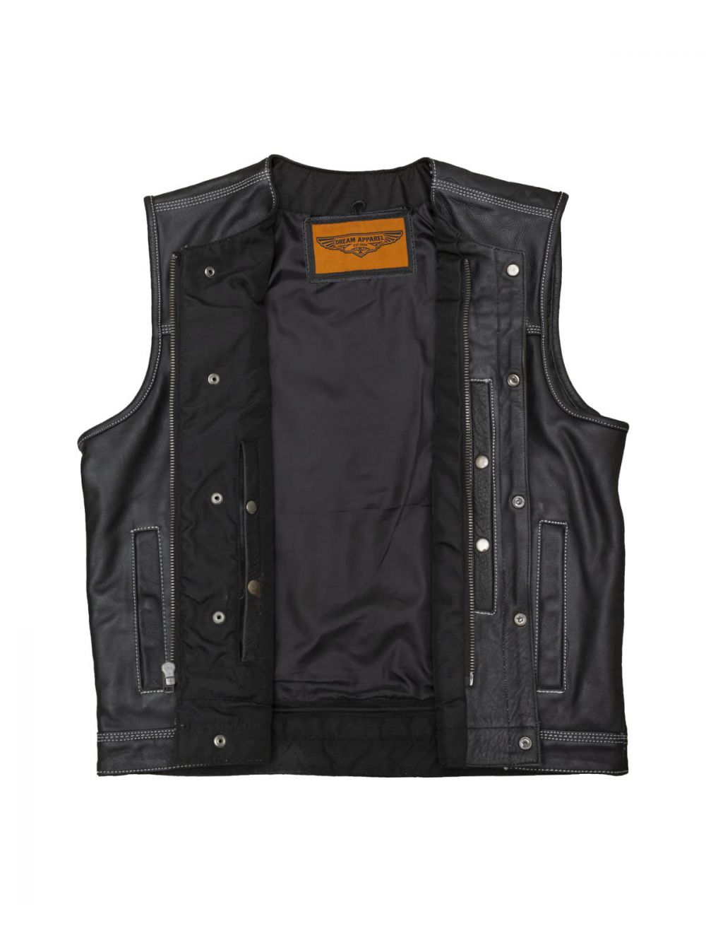 Men's Club Style Leather Vest with Gun Pockets MV78024-WT-11 - Open ...