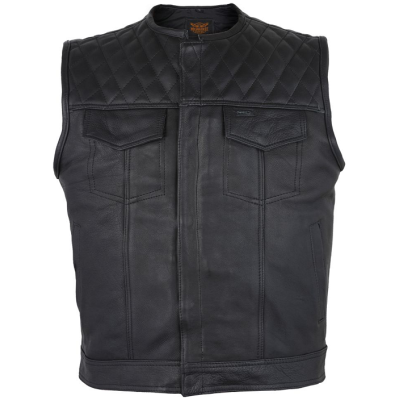 Dream Apparel Mens Leather Vest With Concealed Carry Pocket & Red Liner MV316-11-38 